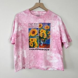 Philcos Claude Monet Tournesols Sunflower Pink Tie Dye Graphic Tee Size XL